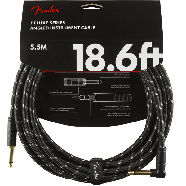 Fender Deluxe Series Instrument Cable, Angle, Tweed (18.6ft)