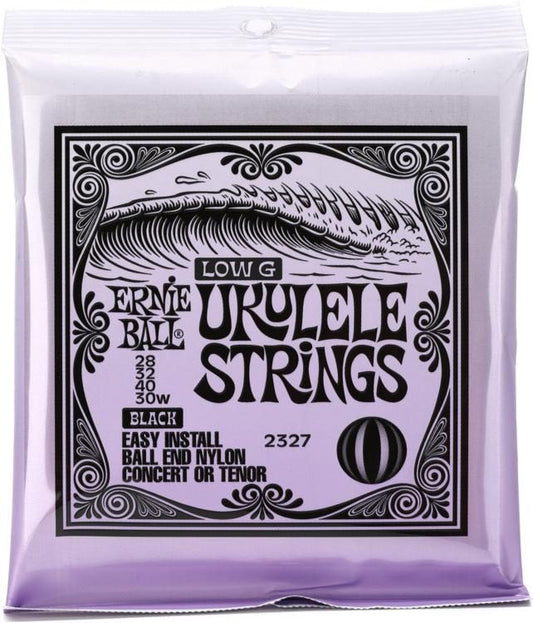 Ernie Ball Low G Concert Ukulele Strings With Ball End, Black